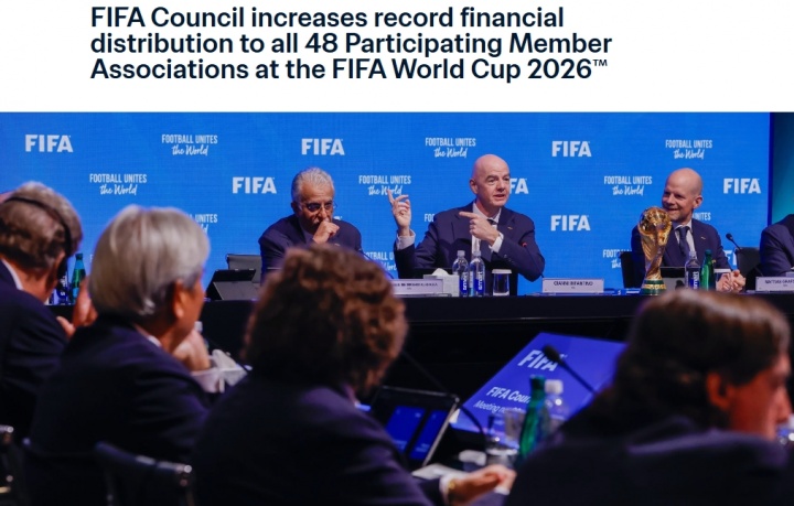 FIFA大會通過捂嘴紅牌、黃牌清零等多項改革，2026世界杯分成增至8.71億