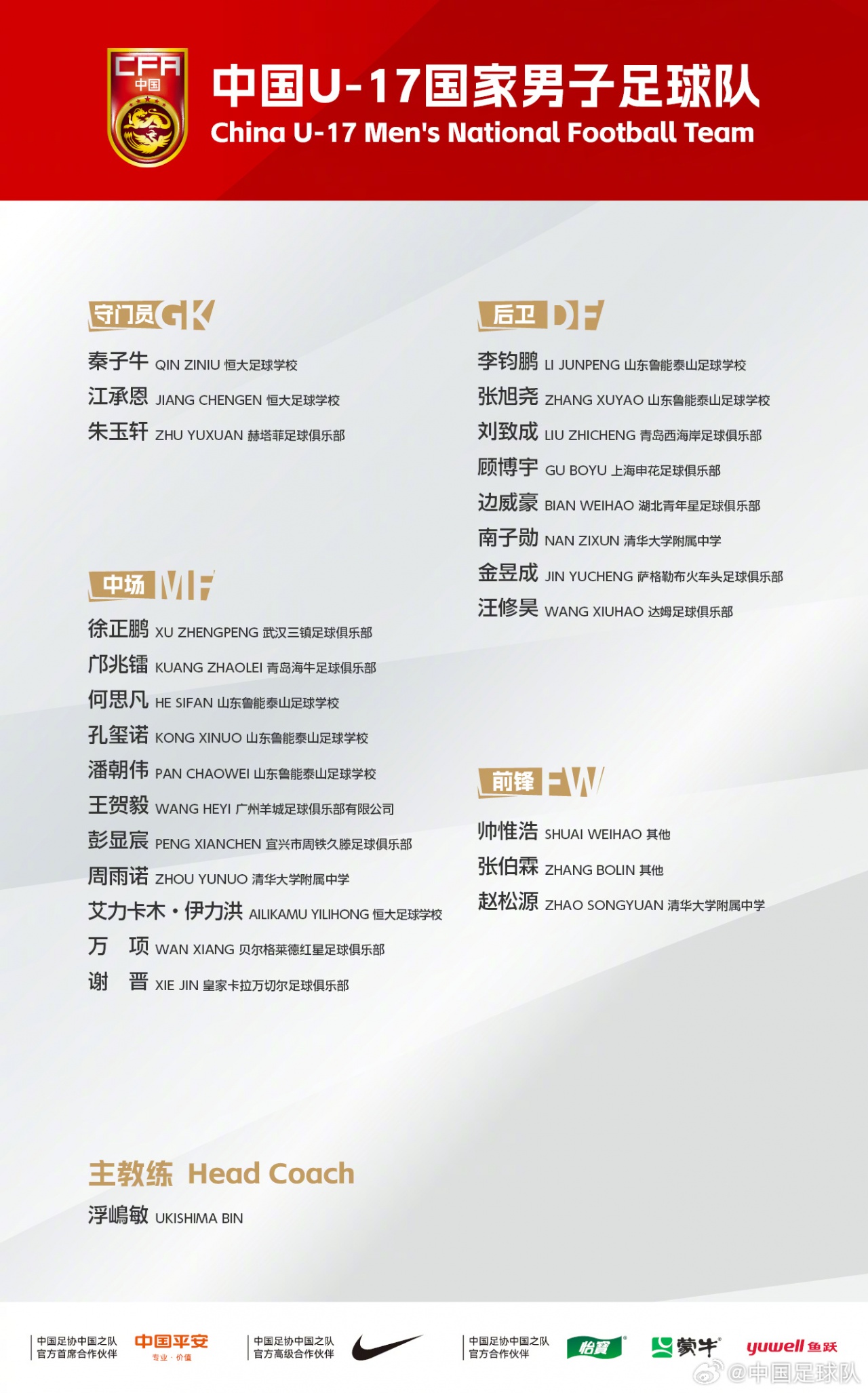 中國(guó)U17今晚出征沙特 世青賽門票沖刺戰(zhàn)開(kāi)幕