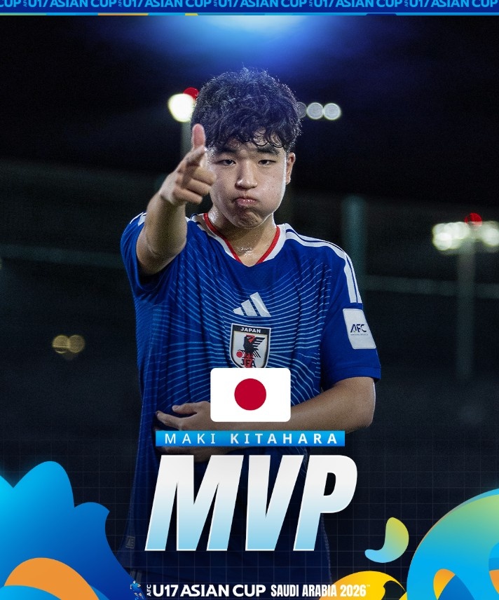 北原槙包攬U17亞洲杯金靴+MVP，兩戰(zhàn)中國均破門